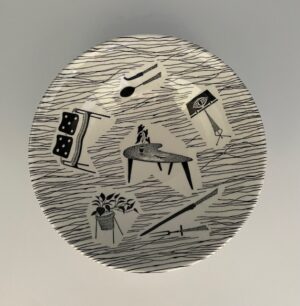 Oatmeal Bowl (flat-bottomed) with 6 motifs, size (6.5" / 17 cm) with Ridgway Potteries Ltd Homemaker backstamp.