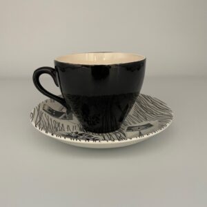 Teacup (2.75" / 7 cm) tall & Saucer (5.5"/ 14 cm) with later Homemaker Ridgway Potteries backstamp.