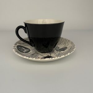 Teacup (3" / 7.5 cm) tall & Saucer (5.75"/ 14.5 cm) with early Ridgway Potteries Homemaker backstamp.