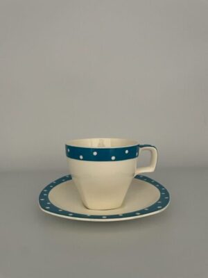 Midwinter Blue Domino Tea Cup & Saucer