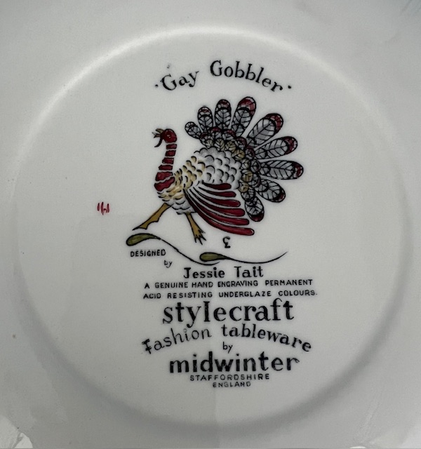 Midwinter Gay Gobbler Plate Close Up of Back