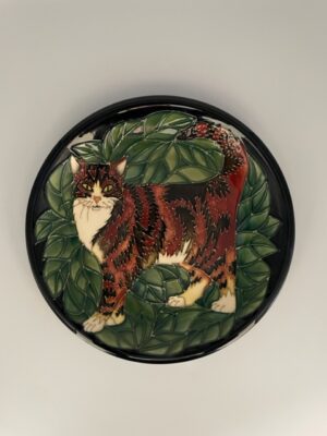 Moorcroft Cat Plate designed by Sally Tuffin c1993