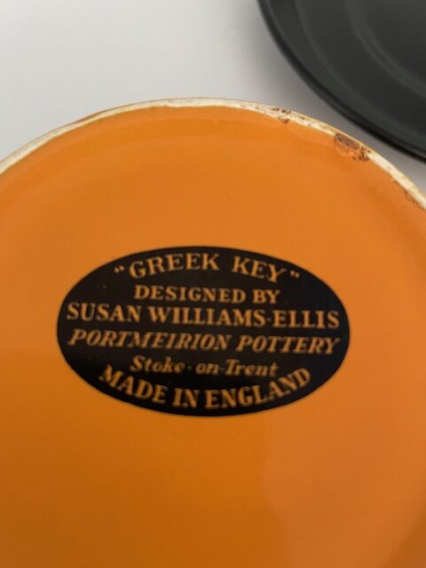 Portmeirion Tea Cup & Saucer in Orange Greek Key - Image 3