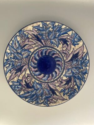 Charlotte Rhead Crown Ducal Charger "Blue Peony" pattern 4016 c1935